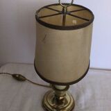 Old golden brass hot water bottle lamp with 2 arms of light