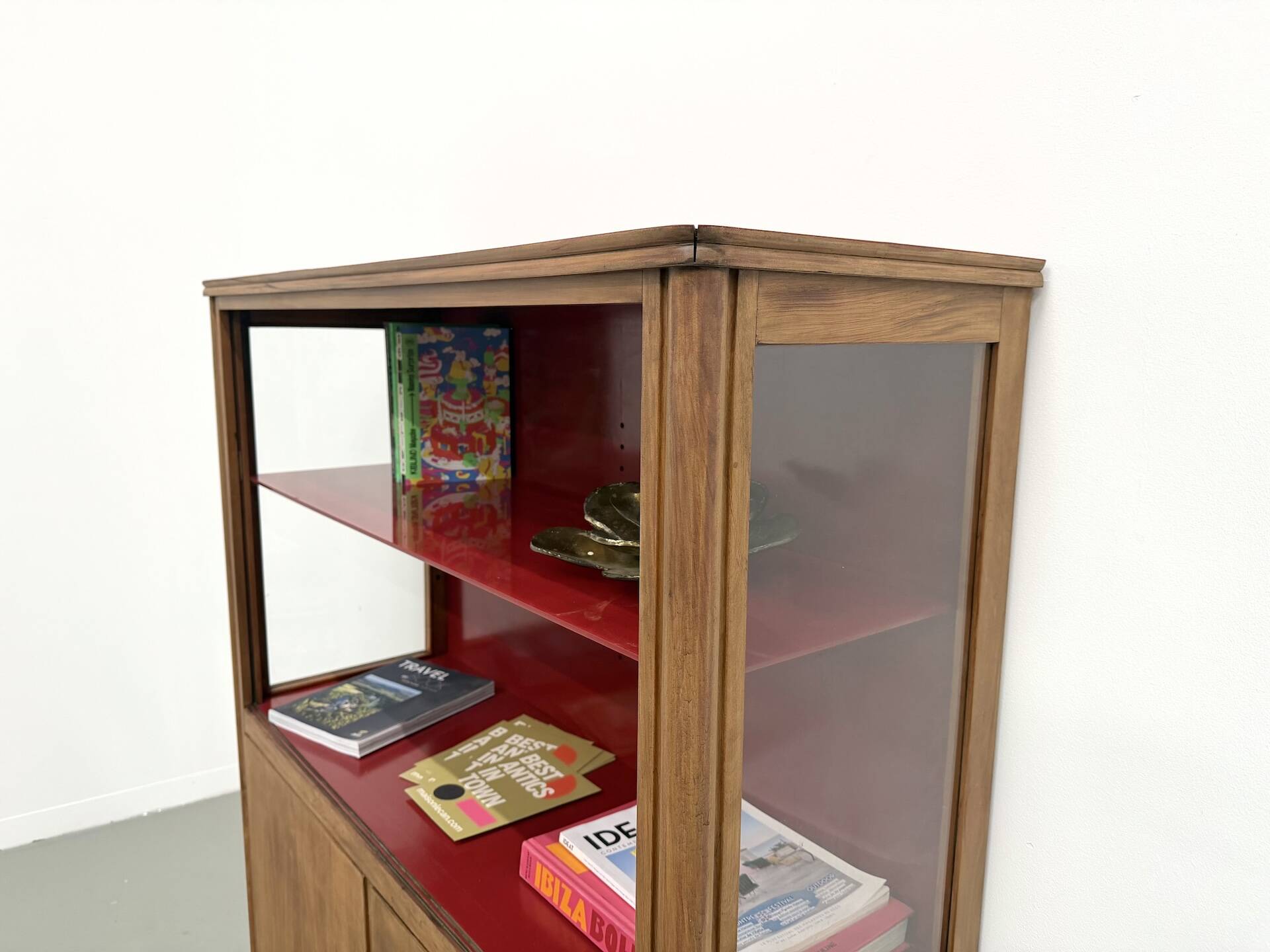 1950s Brazilian modernist library in exotic wood and lacquer.