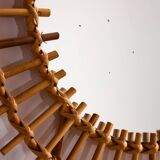 Miroir encadré en rotin et canne