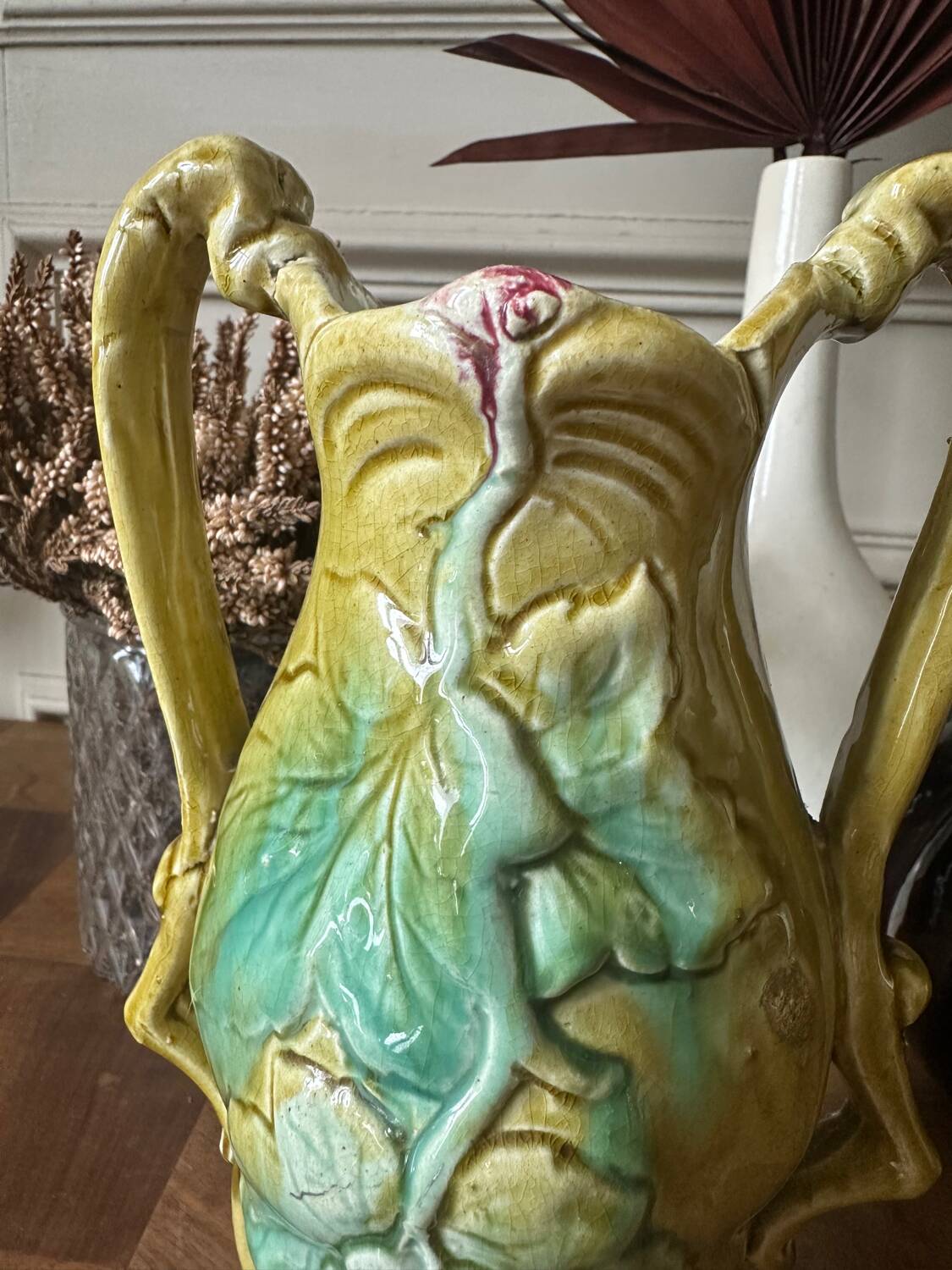 Art Nouveau vase in stamped slip