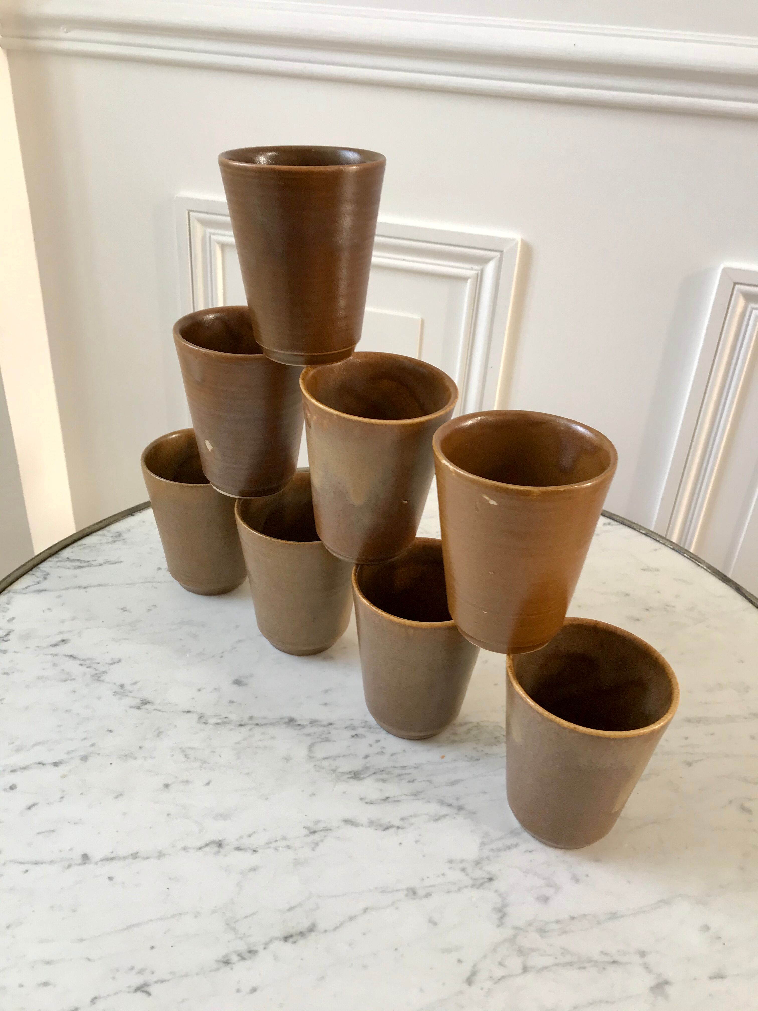 Lot de 8 verres en grès Digoin Sarreguemines
