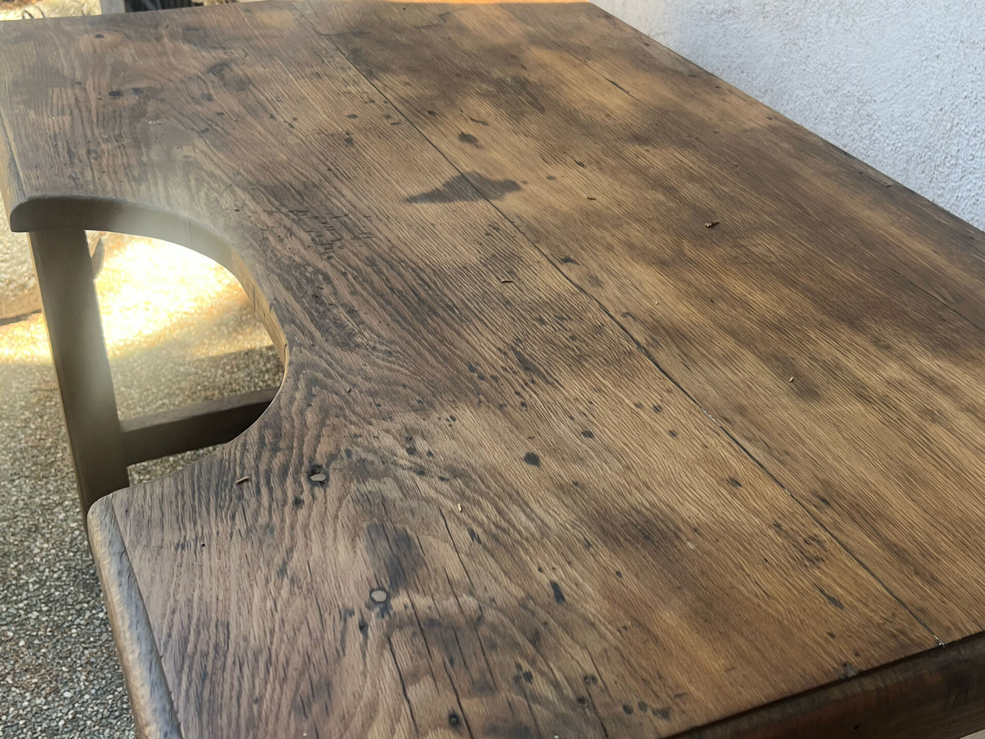 Old workshop desk made of solid wood