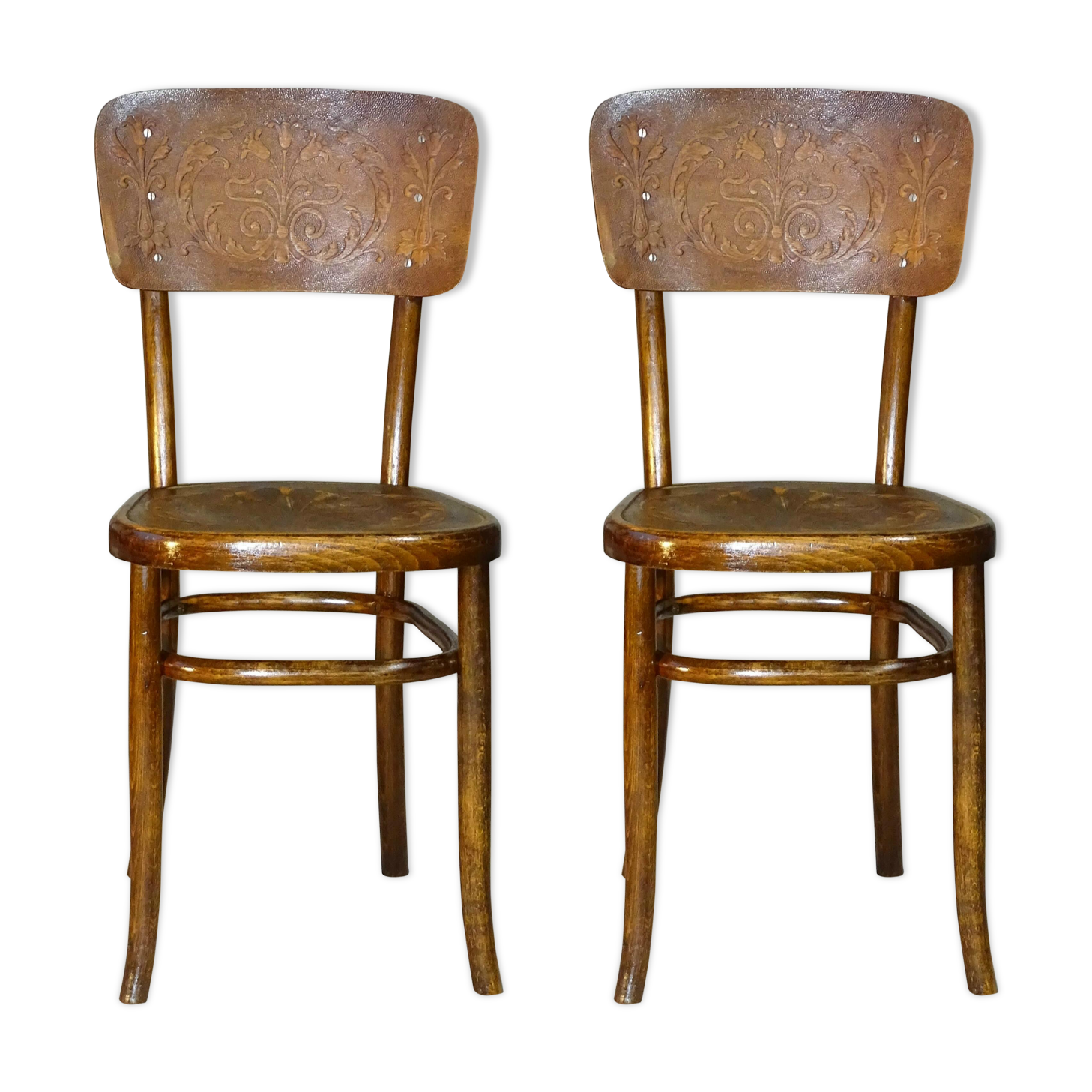 2 Fischel chairs circa 1910 sitting art nouveau bistro