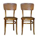 2 Fischel chairs circa 1910 sitting art nouveau bistro