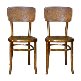 2 Fischel chairs circa 1910 sitting art nouveau bistro