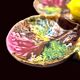 Vintage Vallauris A.M. plate – quadrilobed enamelled bowl with lemon – 50s