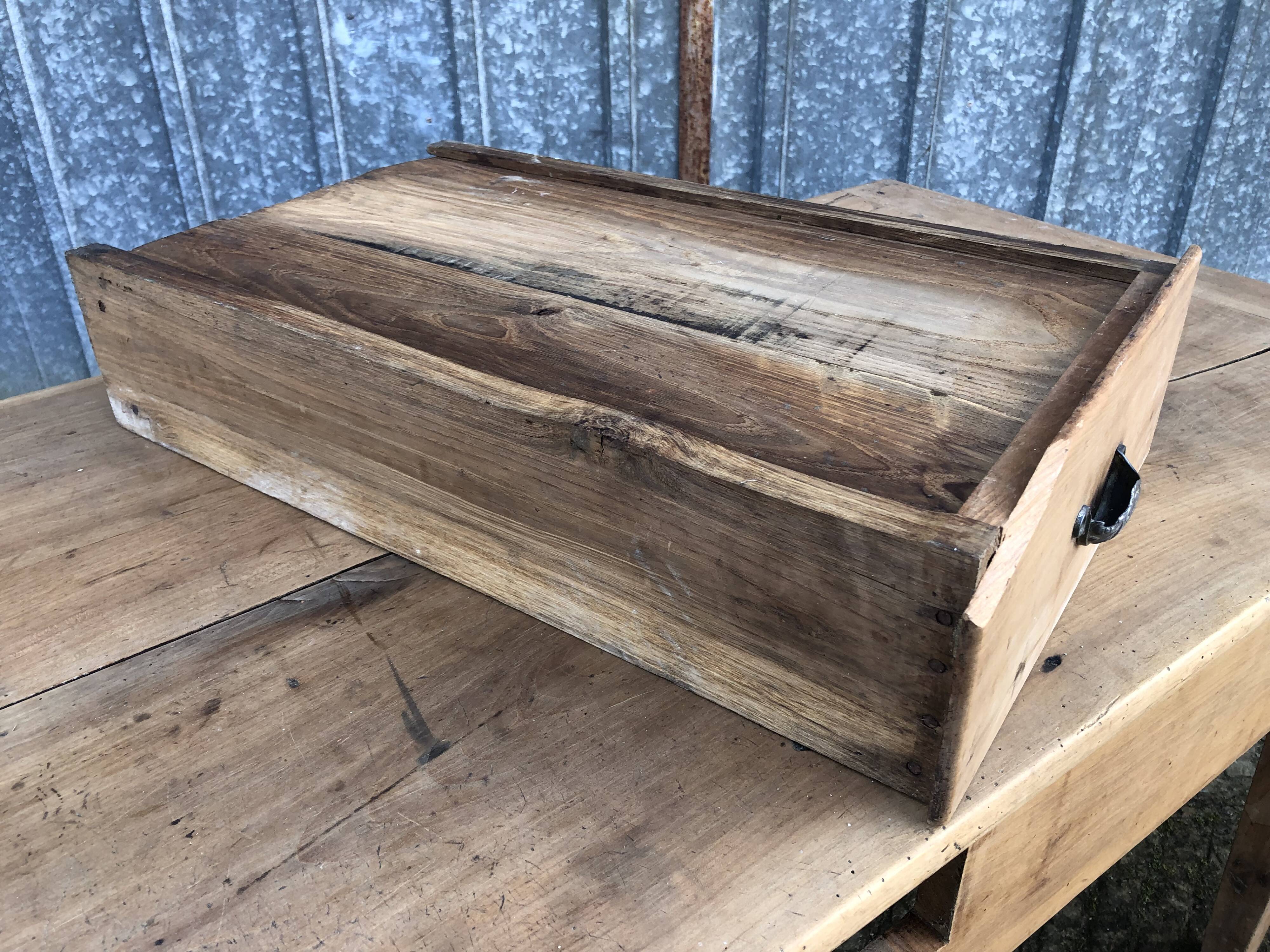 Antique solid cherry farmhouse table with 3 drawers and 1 pull out.
