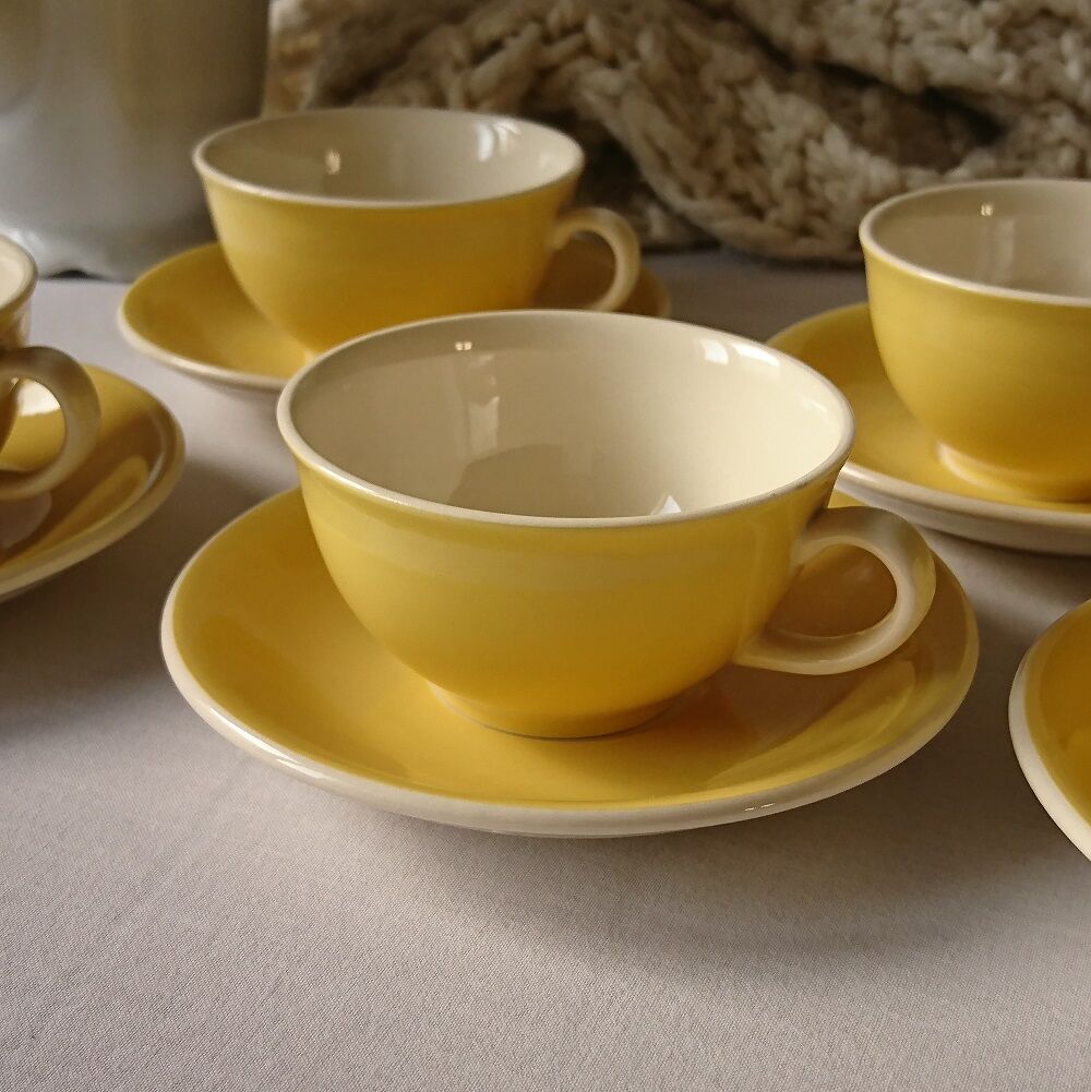 Coffee set 5 yellow cups Villeroy & Boch vintage