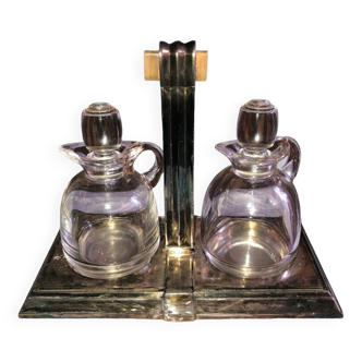 Gallia Art Deco Vinegar Cruet | Silver metal and crystal