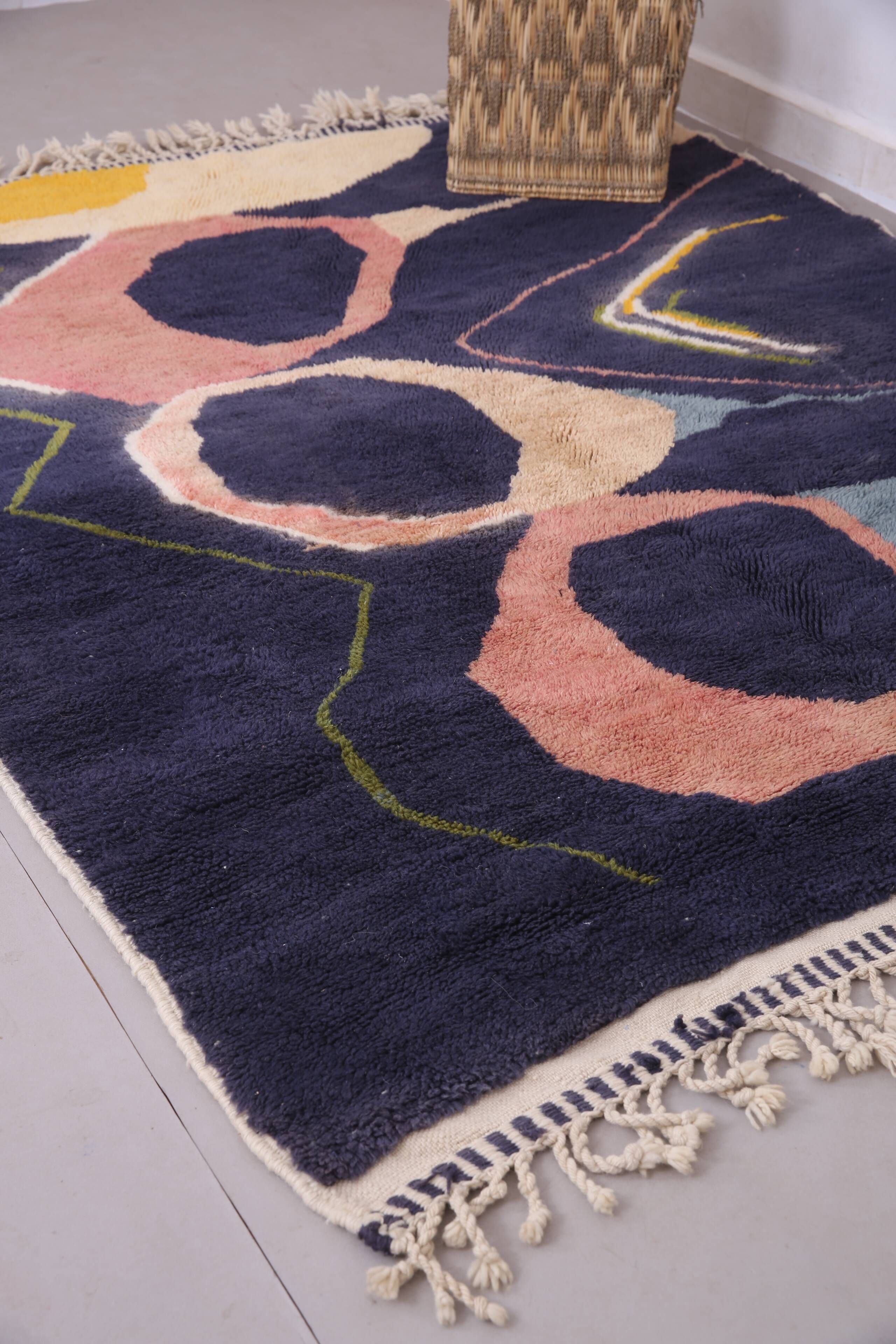 Vintage Abstract Beni Merirt Rug 180 x 225 cm, Beni Ourain Rug, Boho Rug