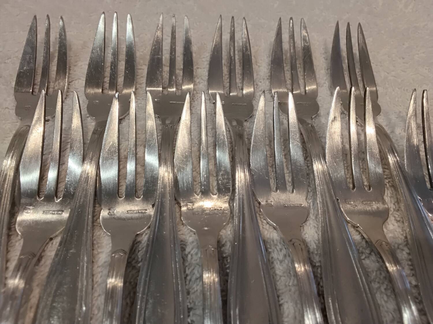 12 silver-plated cake forks, goldsmith Boulenger art deco