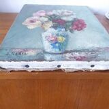 Painting oil on canvas bouquet of flowers signed b. rabel