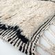 Moroccan Berber carpet Beni Ouarain unbleached with black diamonds and engraved border 207x130cm