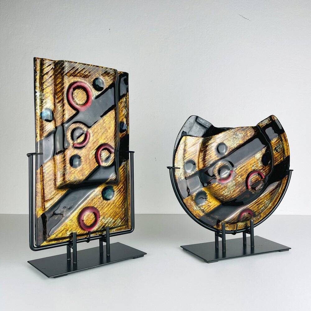 Geometric Glass Vases from Murano, Italy, 2000s, Set of 2