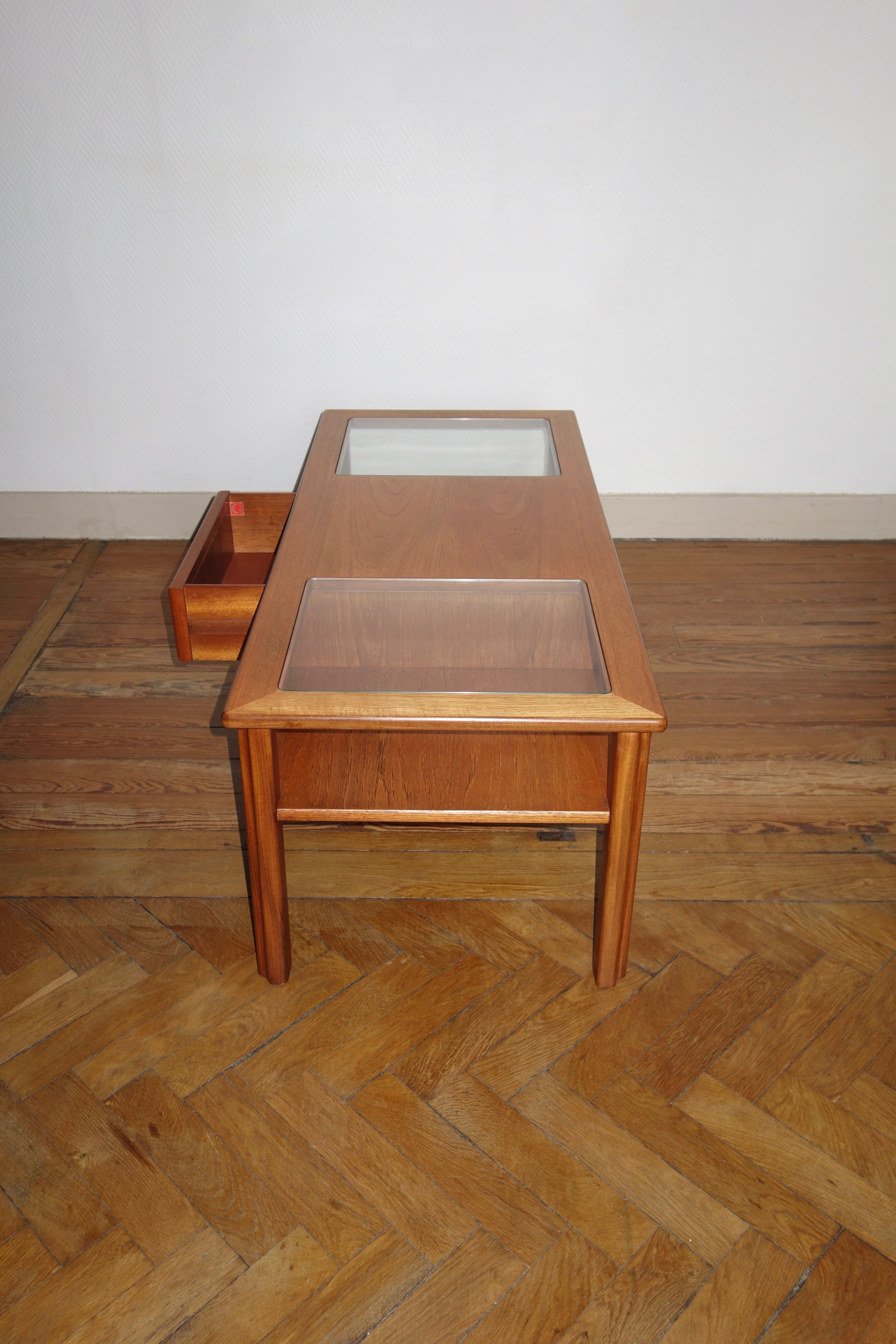 GPlan teak and glass coffee table from the 1970s
