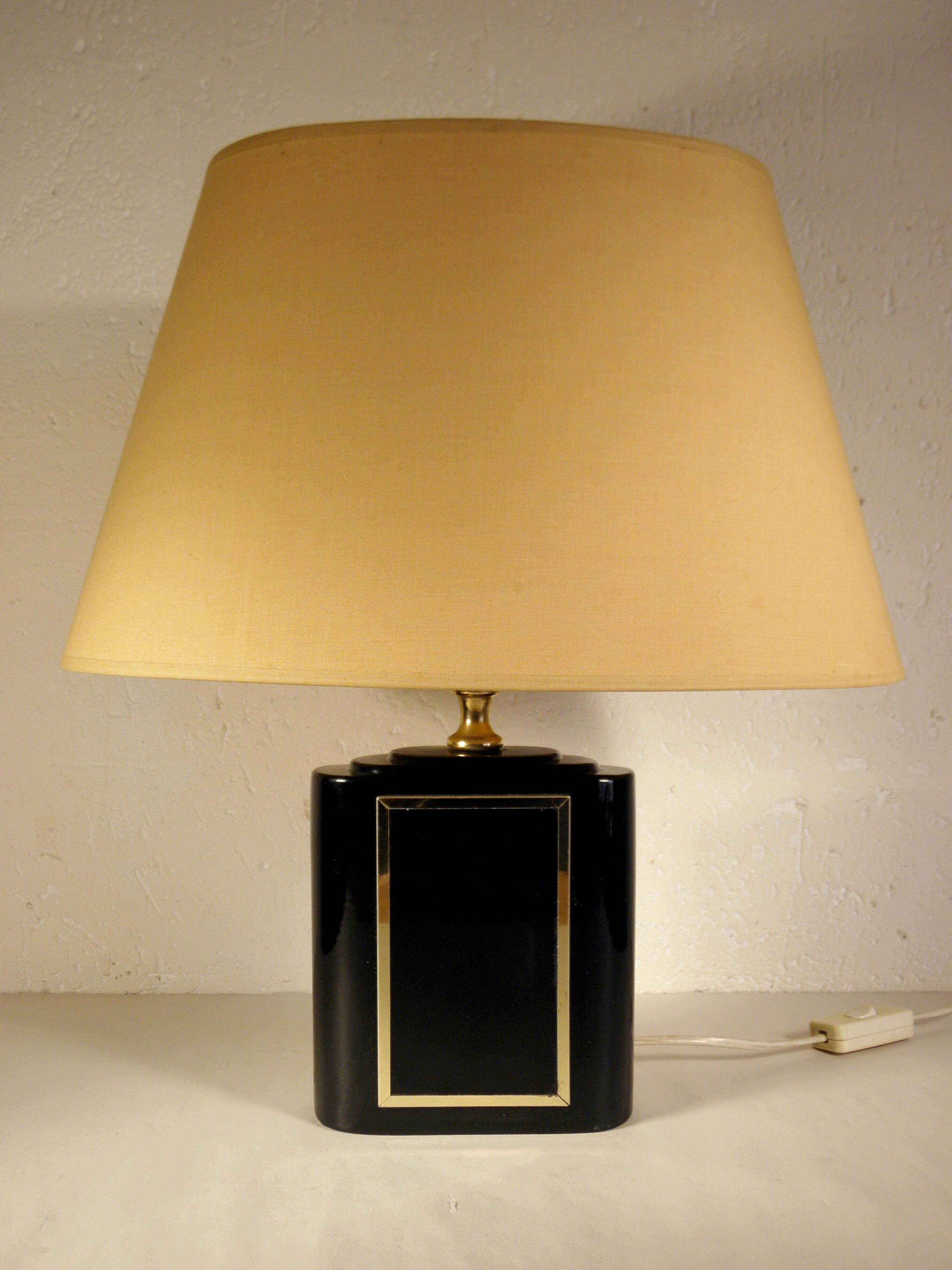 Lampe de table noir et or annees 70-80
