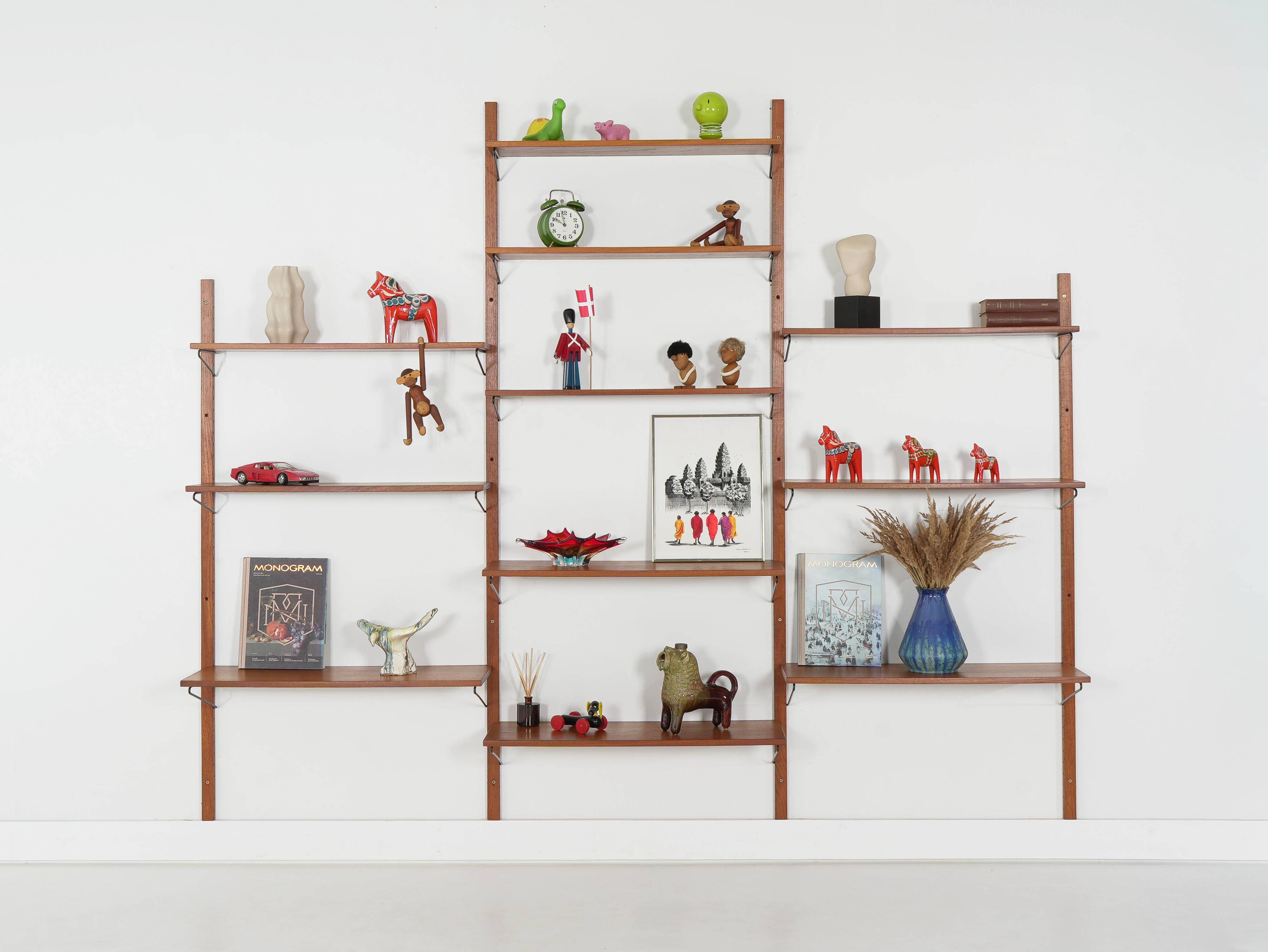 Modular shelving from the 1960s — Danish teak veneer wall system