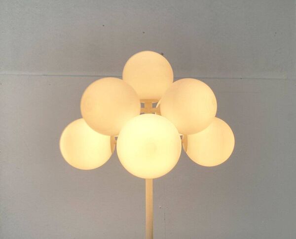 Lampadaire en verre et métal minimaliste suisse milieu du siècle par E.R. Nele pour Temde, années 1960