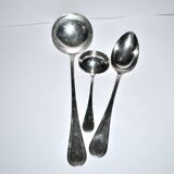3 cuillères à sauce et louche Rubans croisés nœuds en métal argenté Reneka