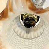 Empire chrome and opaline tulip pleated antique Art Deco bedside lamp