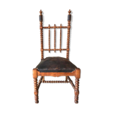 French bobbin chair with leather seat, ca 1850-1860