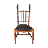 French bobbin chair with leather seat, ca 1850-1860