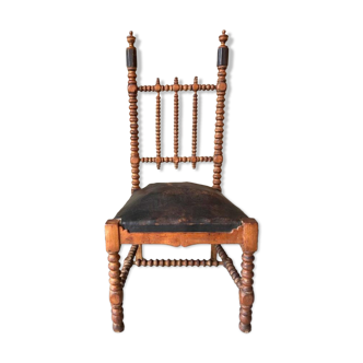 French bobbin chair with leather seat, ca 1850-1860