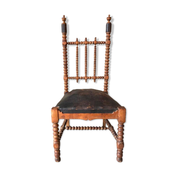 Chaise bobine siège en cuir, vers 1850/1860