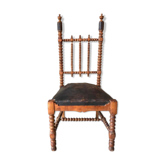 Chaise bobine siège en cuir, vers 1850/1860