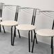 Set of 6 vintage chairs in chromed metal and white fabric, 1980s modernism