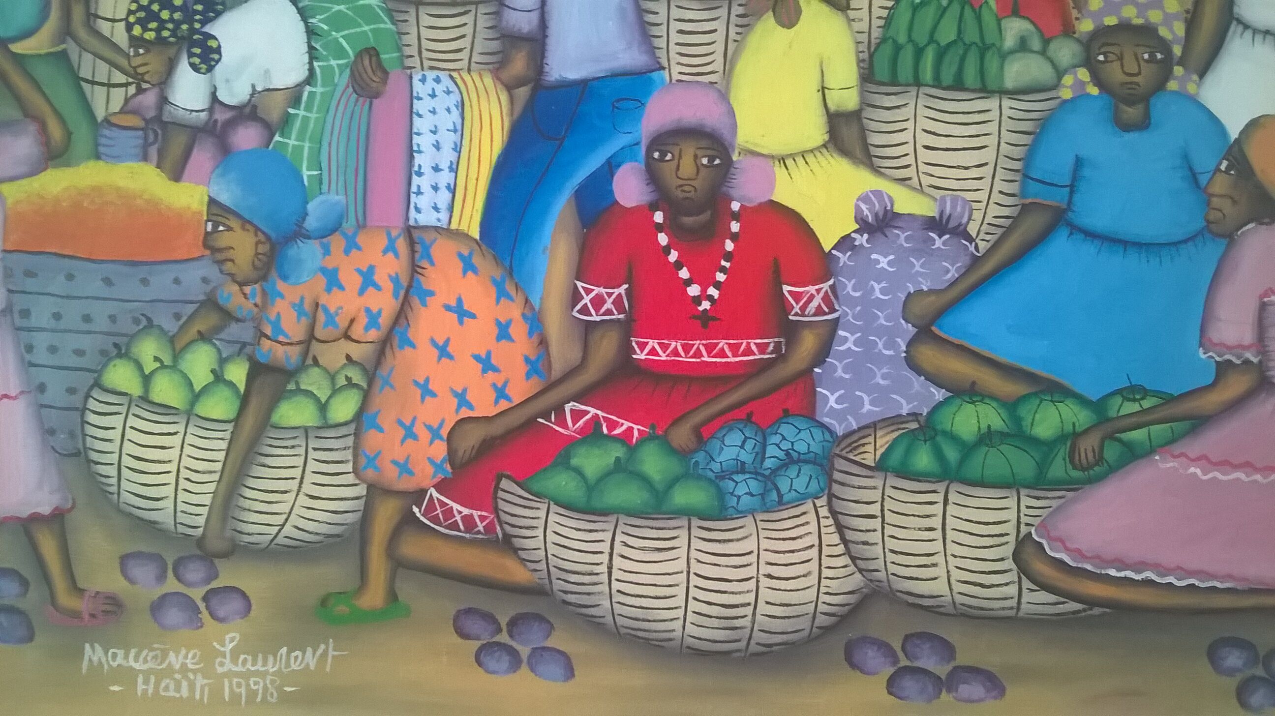 Painted canvas signed Maccène Laurent-Haïti 1998