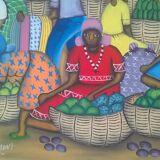 Painted canvas signed Maccène Laurent-Haiti 1998