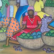 Painted canvas signed Maccène Laurent-Haïti 1998
