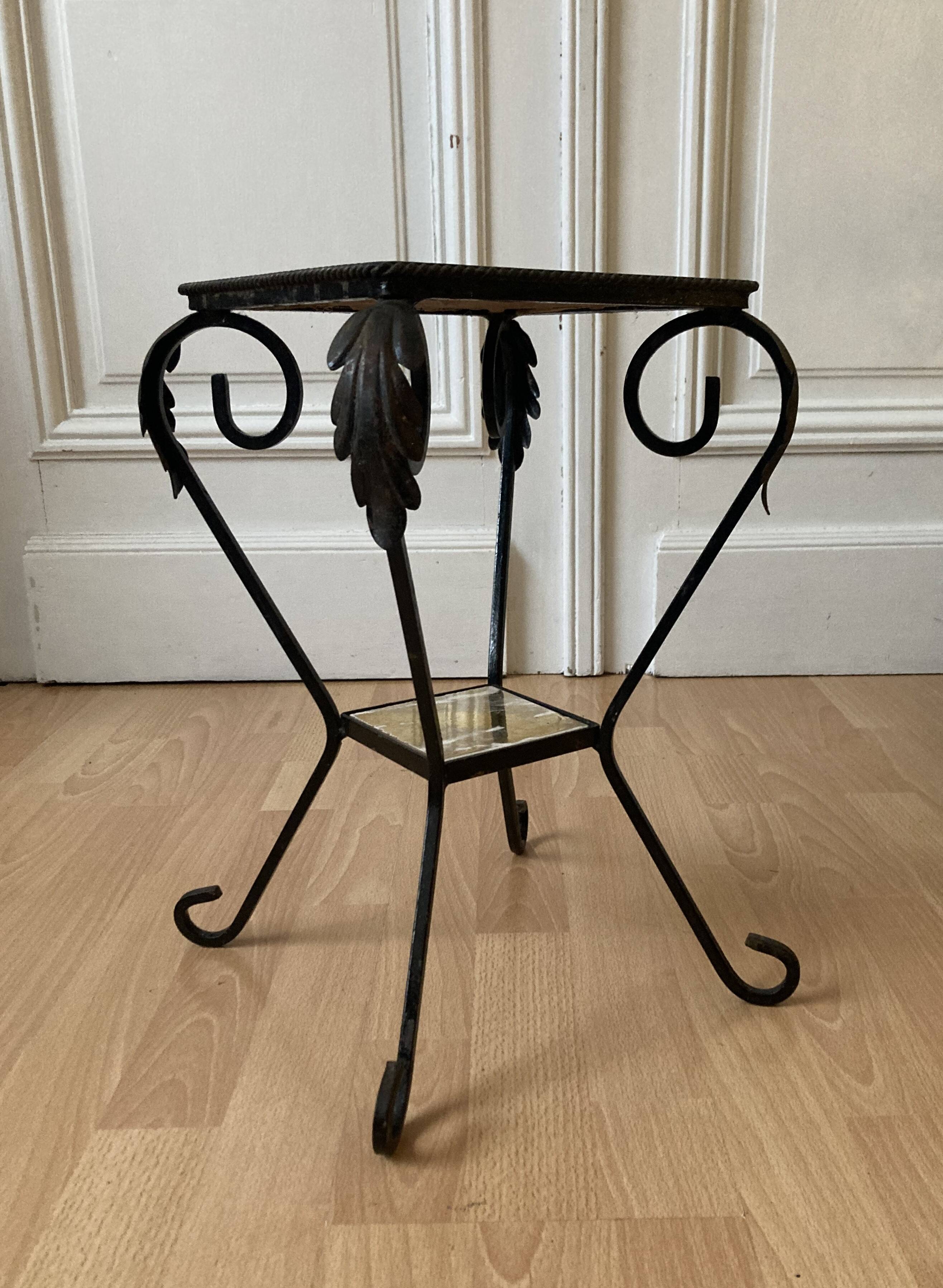side table pedestal table wrought iron plant holder