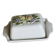 Large vintage faience butter dish with a fruit motif.