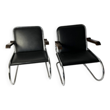 Paire de fauteuils cantilever Bauhaus des années 1930-1940