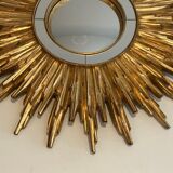 Sun mirror in golden resin 50cm