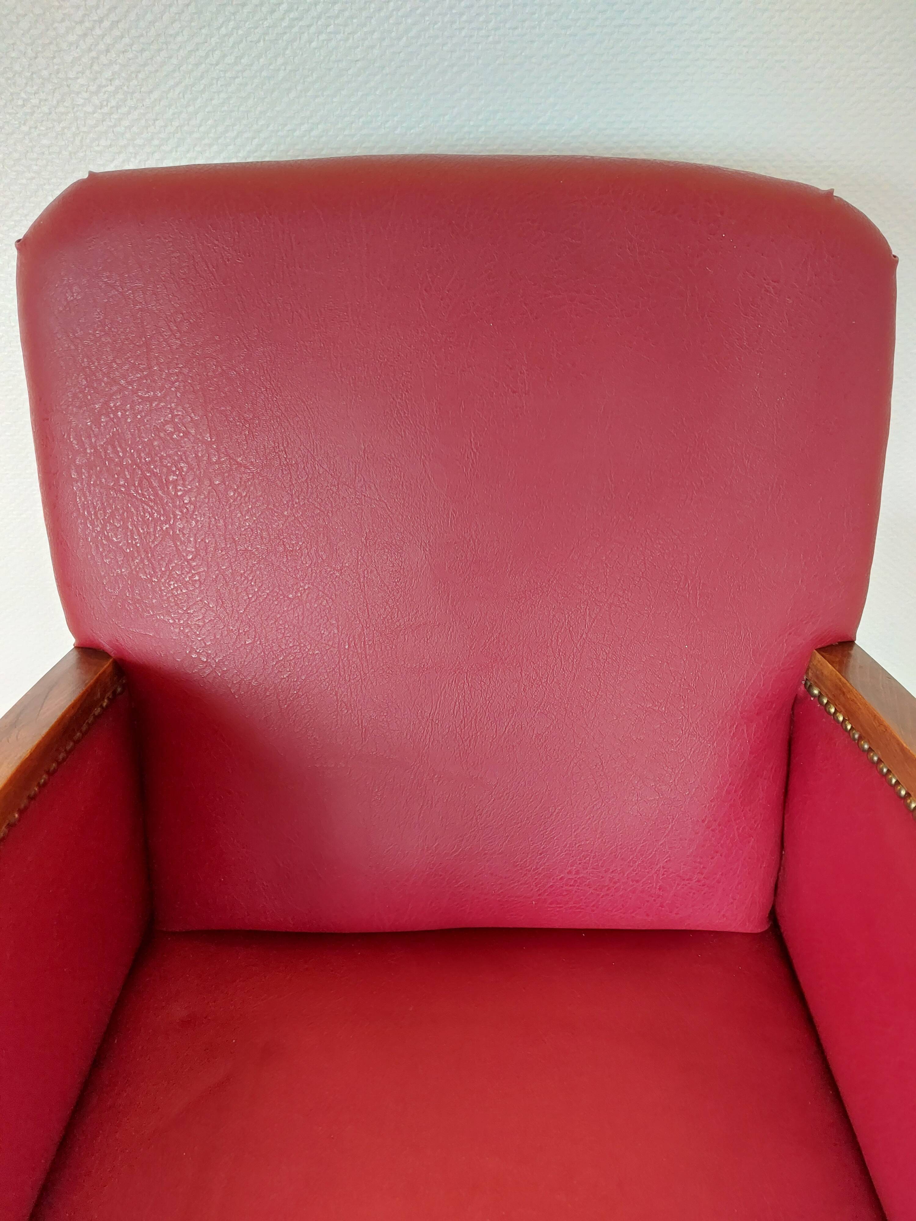 Raspberry red art deco armchair
