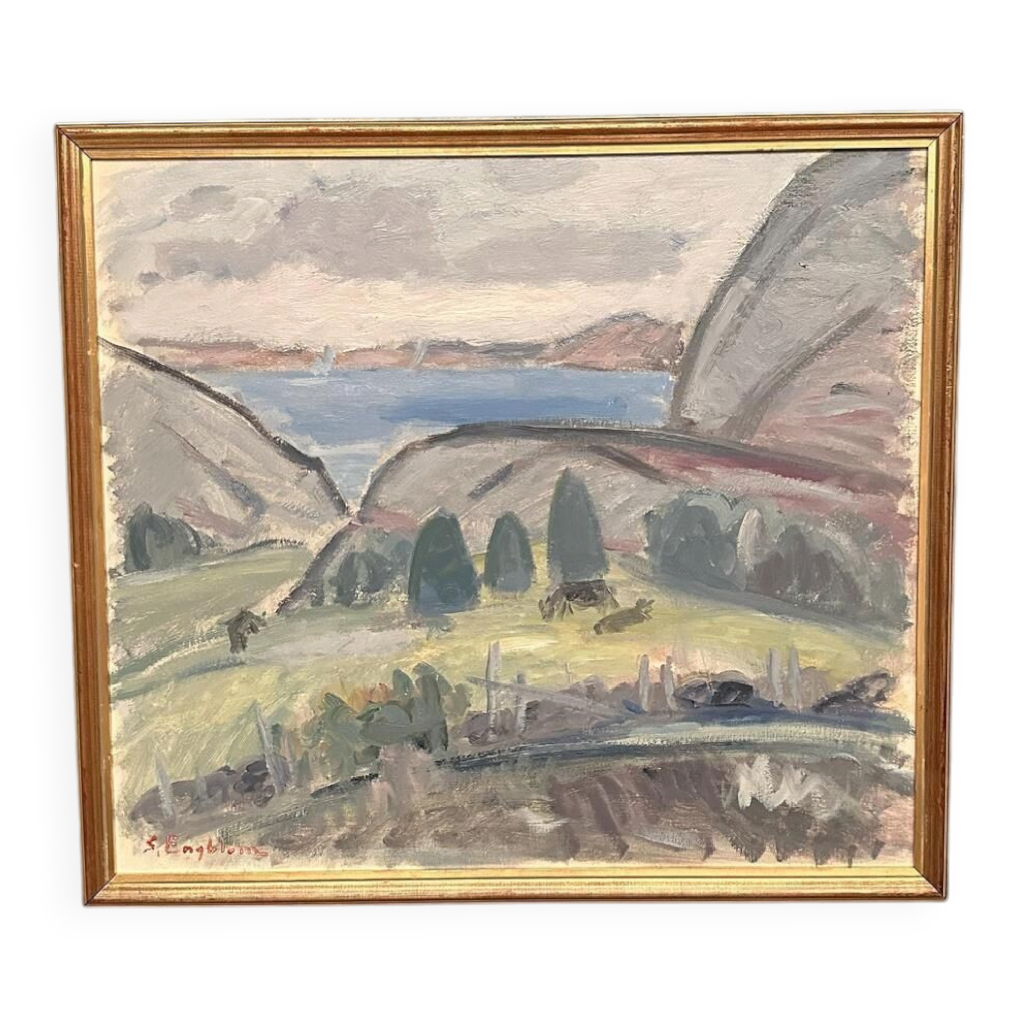 Original Swedish Oil on Canvas – “Landscape” by Sven Engblom – Signed