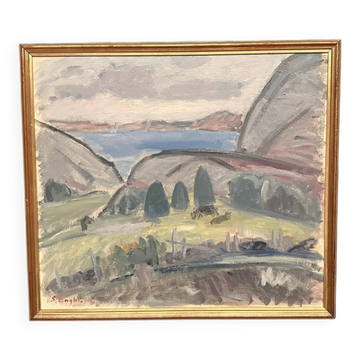 Huile sur toile originale – « Paysage » par Sven Engblom – Signé