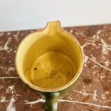 Antique Savoyard pottery pitcher in green with floral decoration
