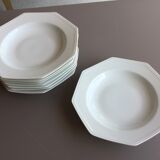 8 white hollow plates in Limoges porcelain