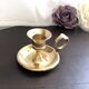 Hand candle holder called "Cave Rat" vintage golden brass