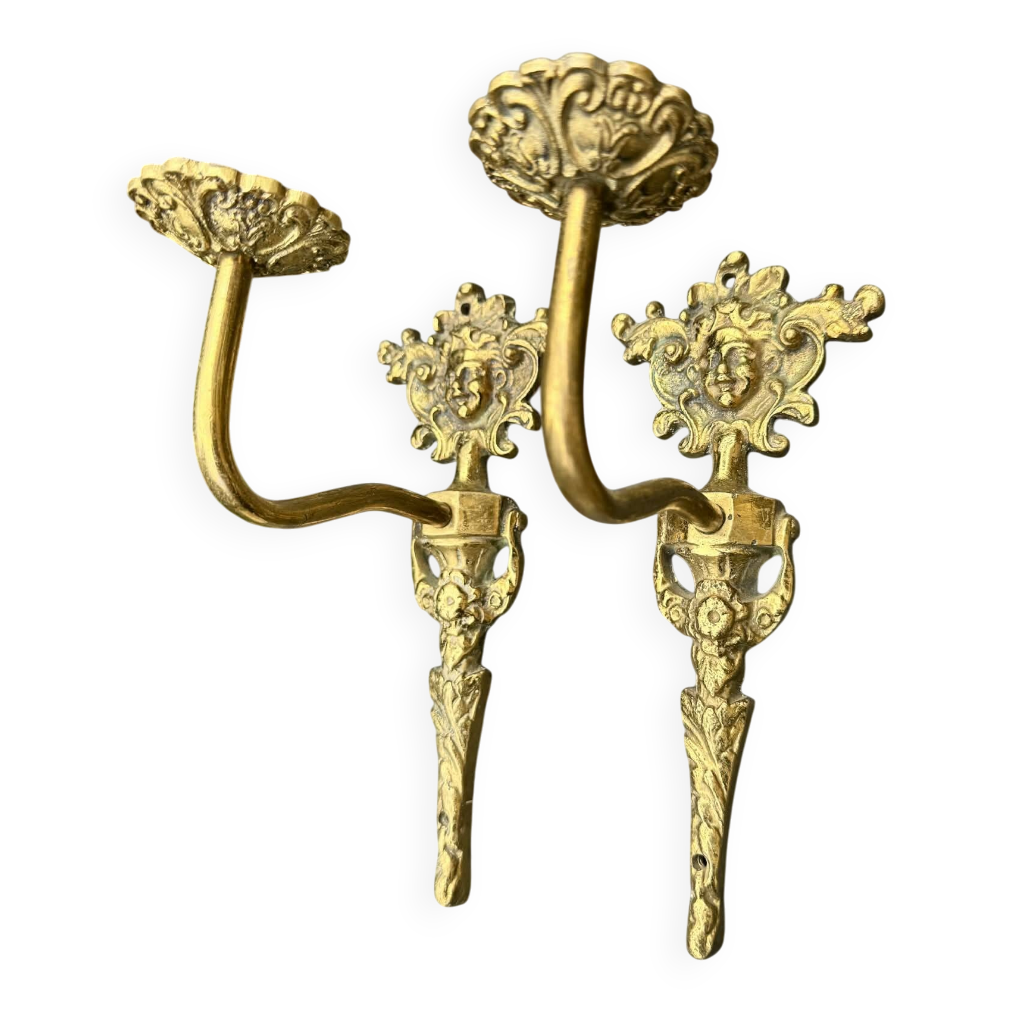 2 wall sconces in solid brass "Medusa" 1950s