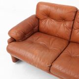 Brown leather 2-seater sofa Coronado by Tobia Scarpa for B&B Italia, Italy ca. 1960