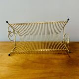 Vintage record holder in gold metal - for 50 vinyls