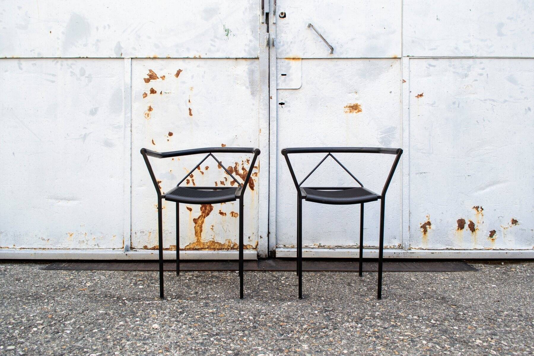 Black metal armchair by Maurizio Peregalli for Zeus, 1984, set of 2.
