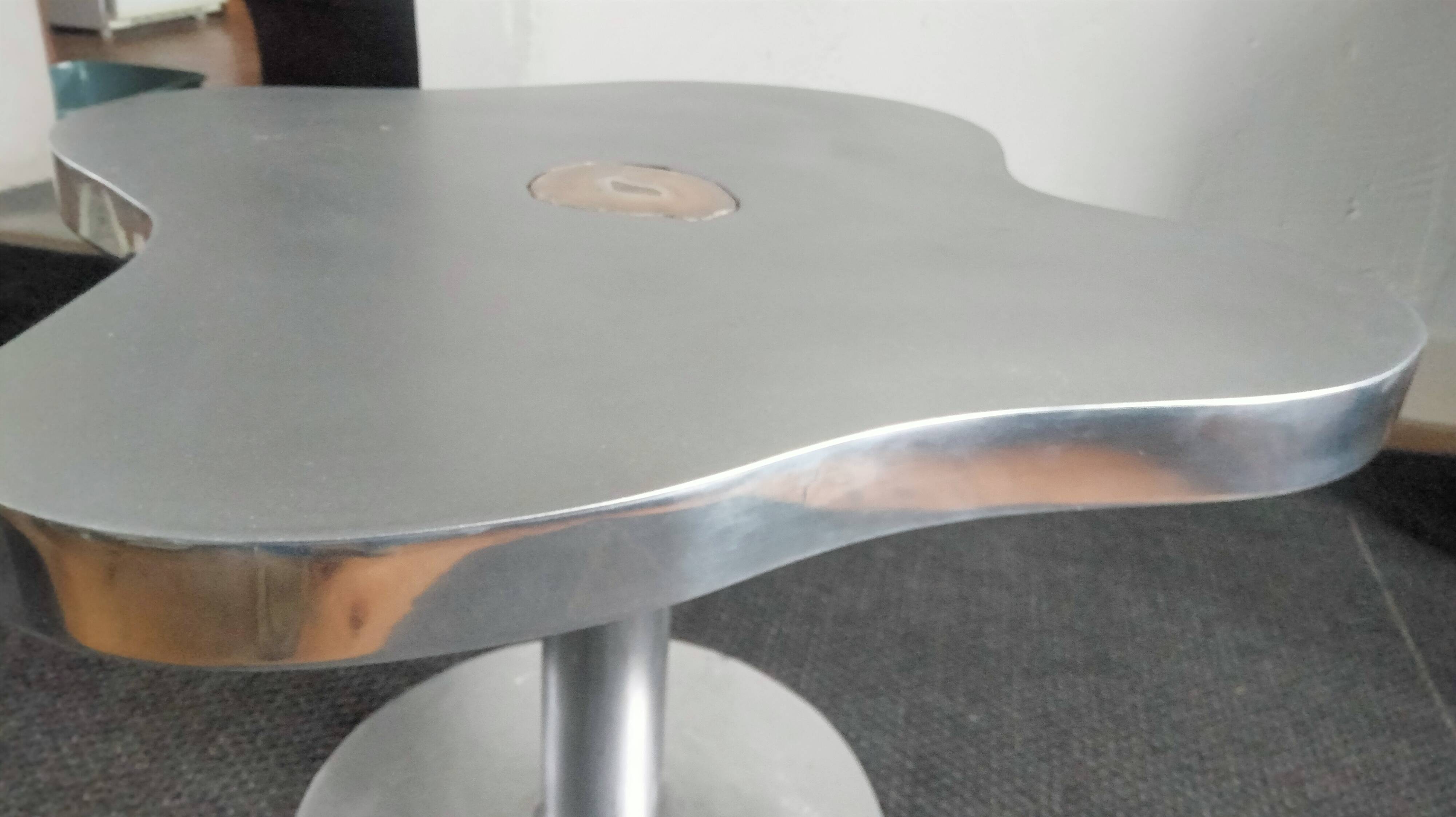 Stainless steel/agate/aluminum side table