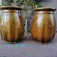 Pair of Provençal enamelled terracotta jars