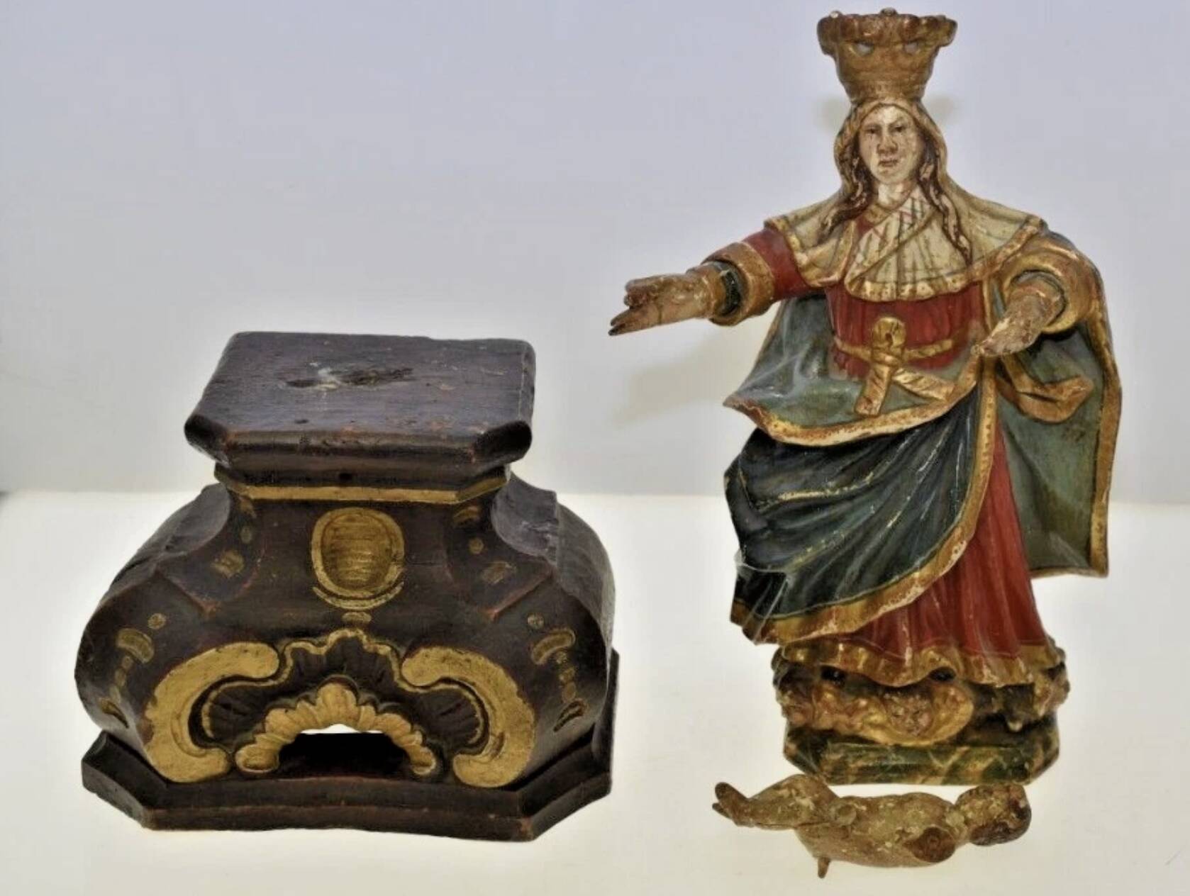 Vierge à l’Enfant – Sculpture ancienne en bois polychrome – XVIIIe / XIXe s
